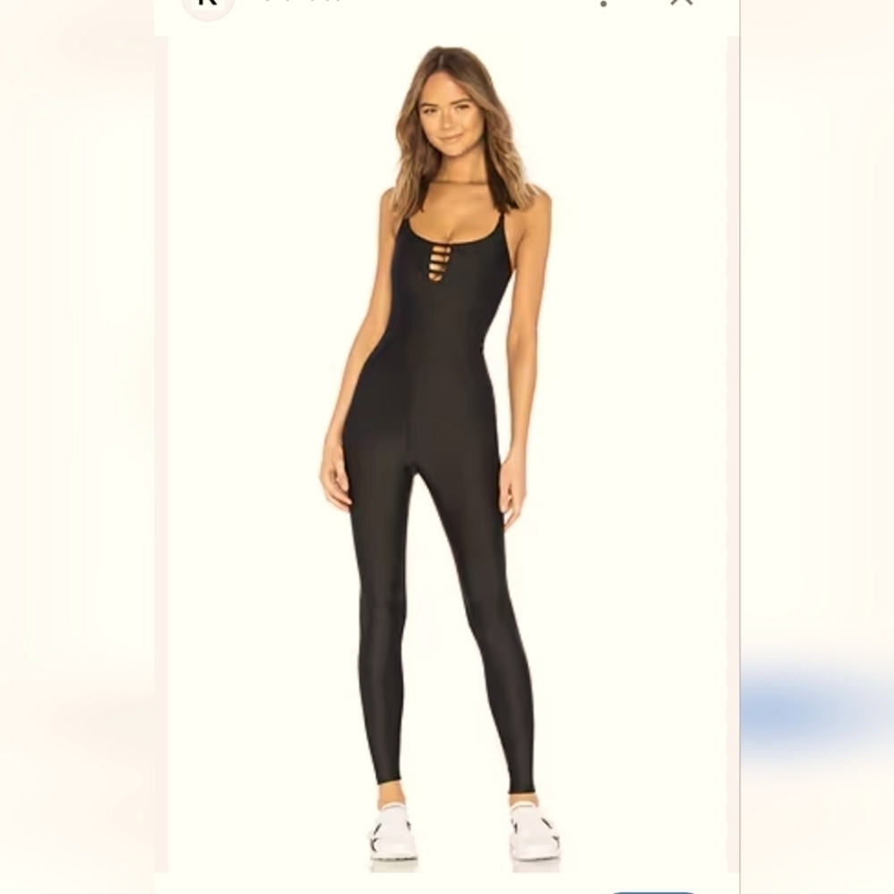 Maaji Women’s Black Lace Up Jumpsuit Activewear Stretchy Comfy Sz L Yoga